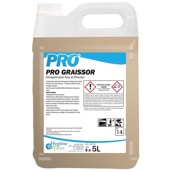 18A03 PRO GRAISSOR Décapant Fours Friteuses bidon 5 L