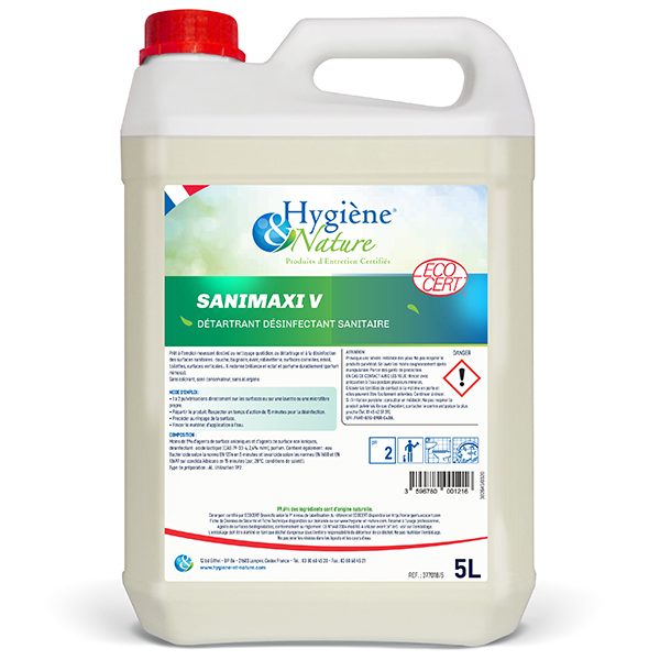 18A90 SANIMAXI V Détartrant Désinfectant Surface Sanitaire Ecocert bidon 5 L