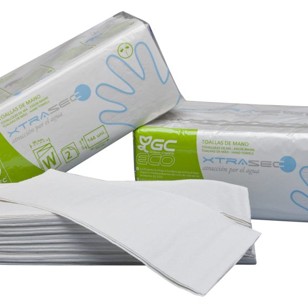3506 ESSUIE MAINS en feuilles pliées blancs en W ÉCOLABEL carton de 20 paquets