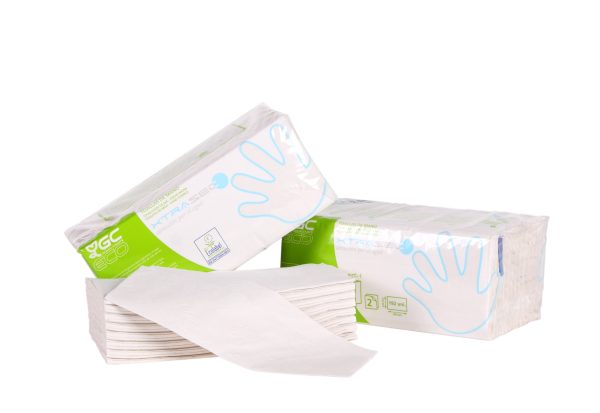 35155 ESSUIE MAINS en feuilles pliées blancs en Z ÉCOLABEL carton de 20 paquets