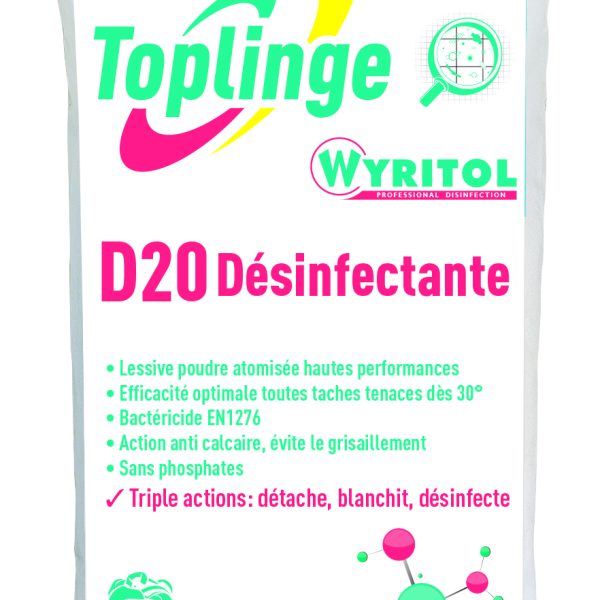 42108 LESSIVE POUDRE LINGE D20 DÉSINFECTANTE sac 20 kg