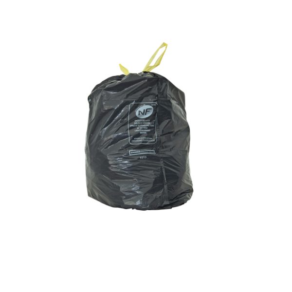 5162 SAC POUBELLE A LIEN COULISSANT 100 L NOIR 35 microns carton de 200