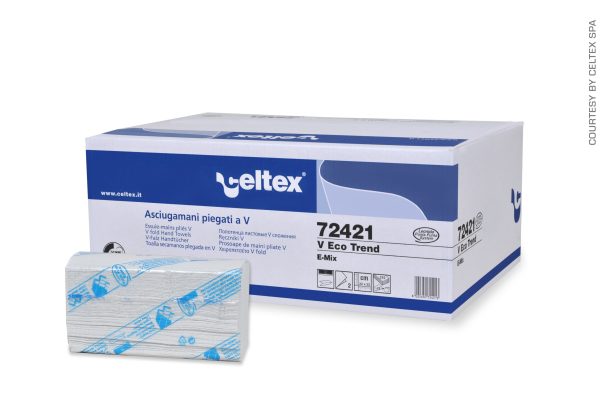 40182 ESSUIE MAINS BLANC ENCHEVÊTRÉ en V 2 plis ÉCOLABEL carton de 15 paquets