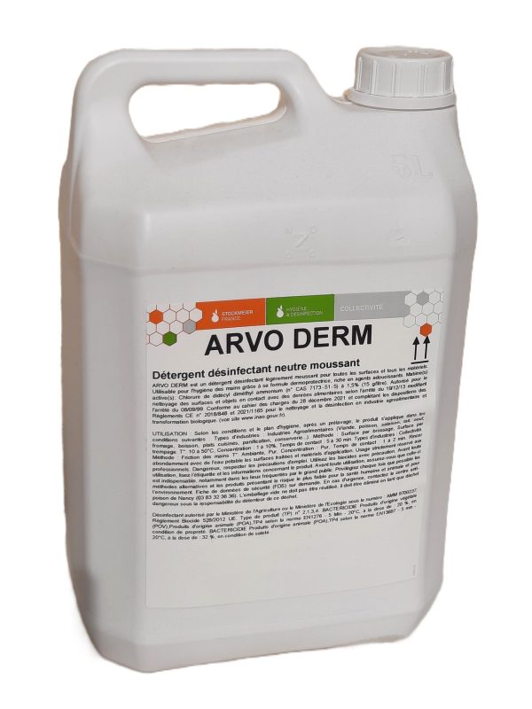 3619 ARVO DERM Détergent Désinfectant surfaces et mains bidon 5 kg