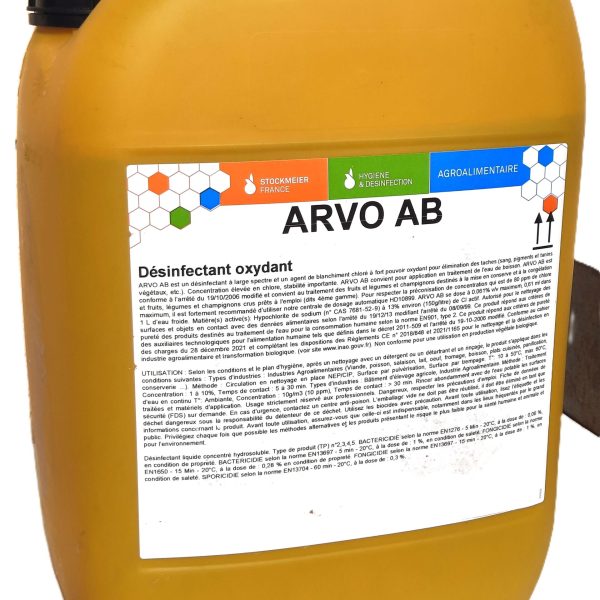 363312 ARVO AB Quaron HYPOCHLORITE DE SODIUM Extrait de Javel 47/50° jerrican 20 L