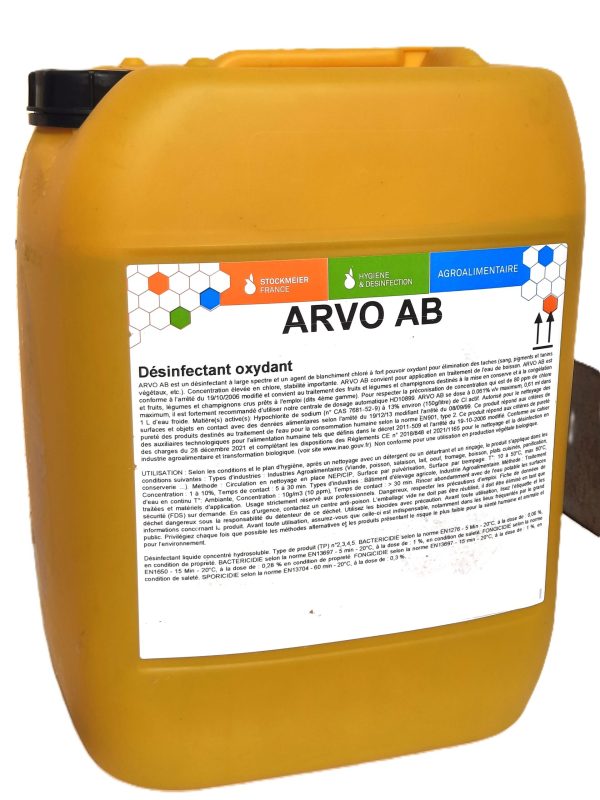 363312 ARVO AB Quaron HYPOCHLORITE DE SODIUM Extrait de Javel 47/50° jerrican 20 L