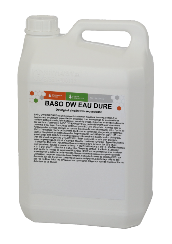 36164  BASO DW Liquide Lavage Machine Eau Dure  bidon 5 L